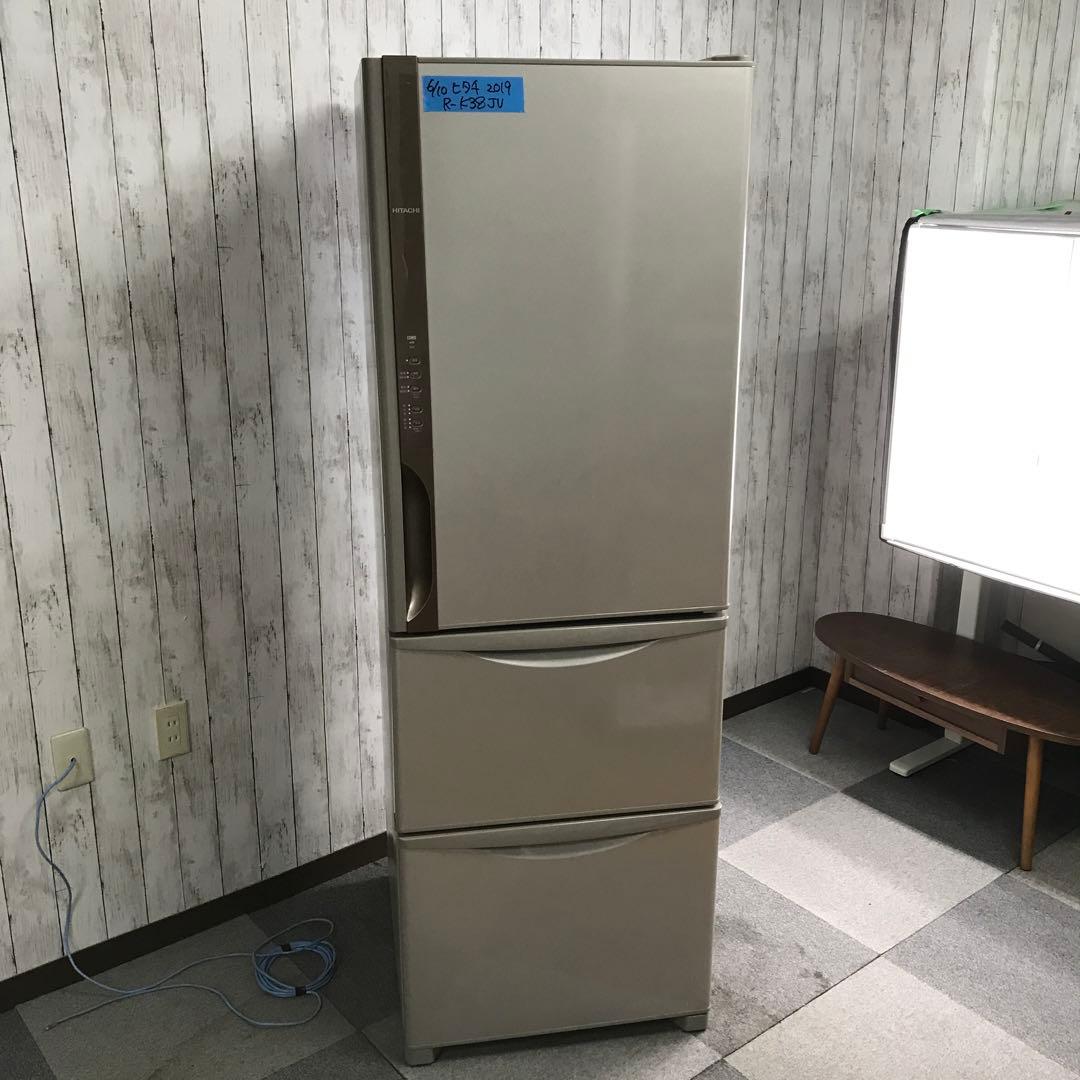 【美品】HITACHI　ノンフロン冷凍冷蔵庫　R-K38JV　2019年製　H