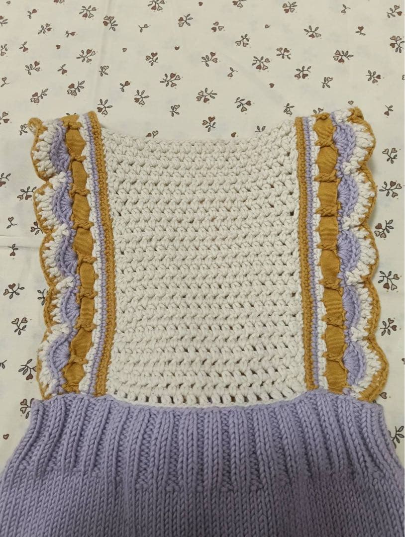 Misha&puff ラベンダー かぎ編みロンパース 3-4y