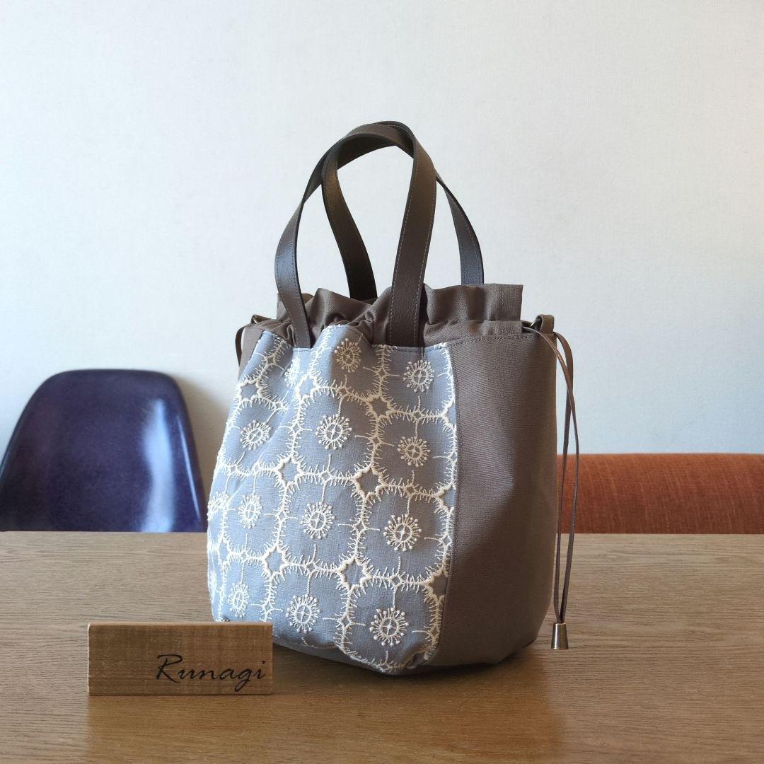 まる底巾着バッグ＊ミナペルホネン アネモネ