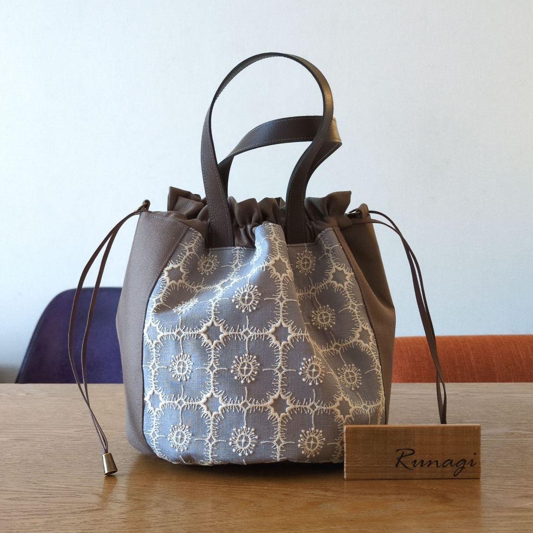 まる底巾着バッグ＊ミナペルホネン アネモネ