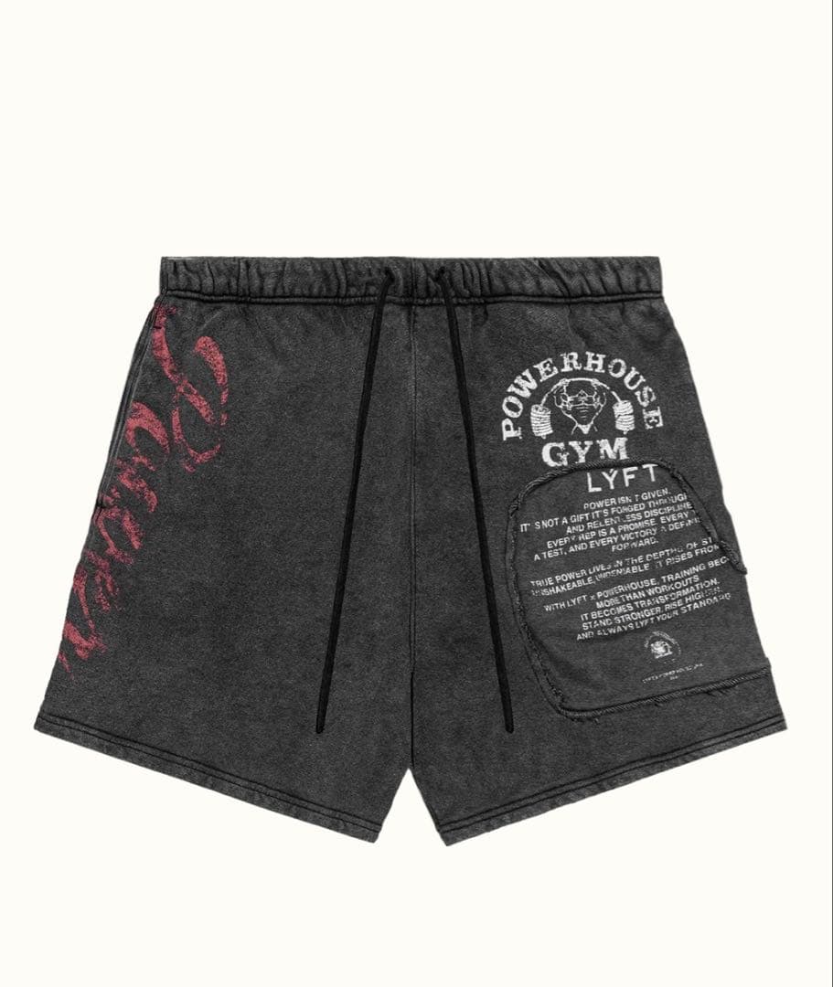 【Sサイズ】LÝFT × パワーハウスコラボ ショートパンツ 【Black】