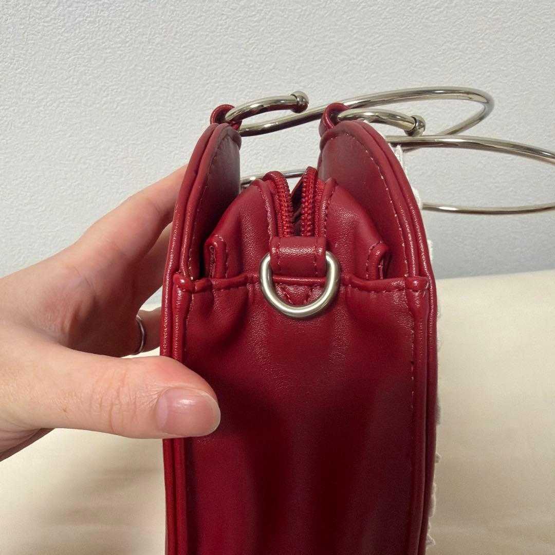 リボンハートBAG えんじ