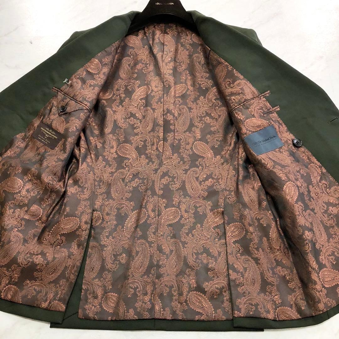 極美品✨銀座グローバルスタイル×カノニコ生地 ダブル オーダースーツ ペイズリー