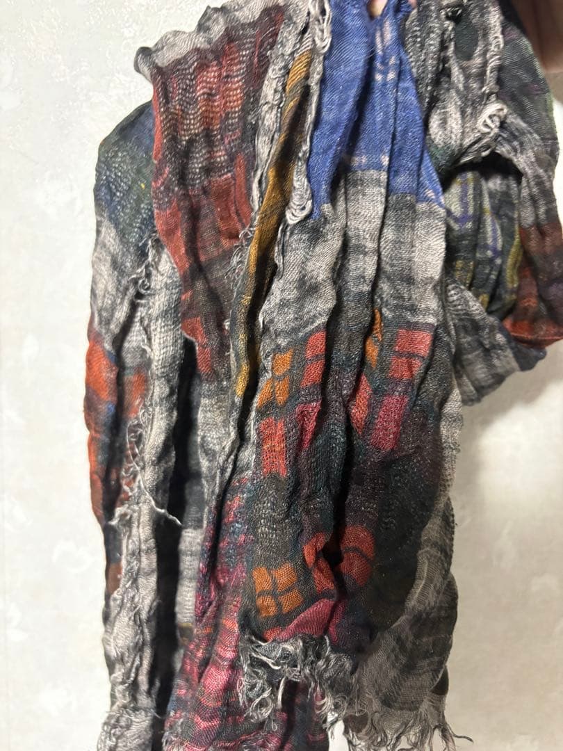 ジョニーデップ着用　ファリエロサルティ　マルチカラーチェック柄コットンストール