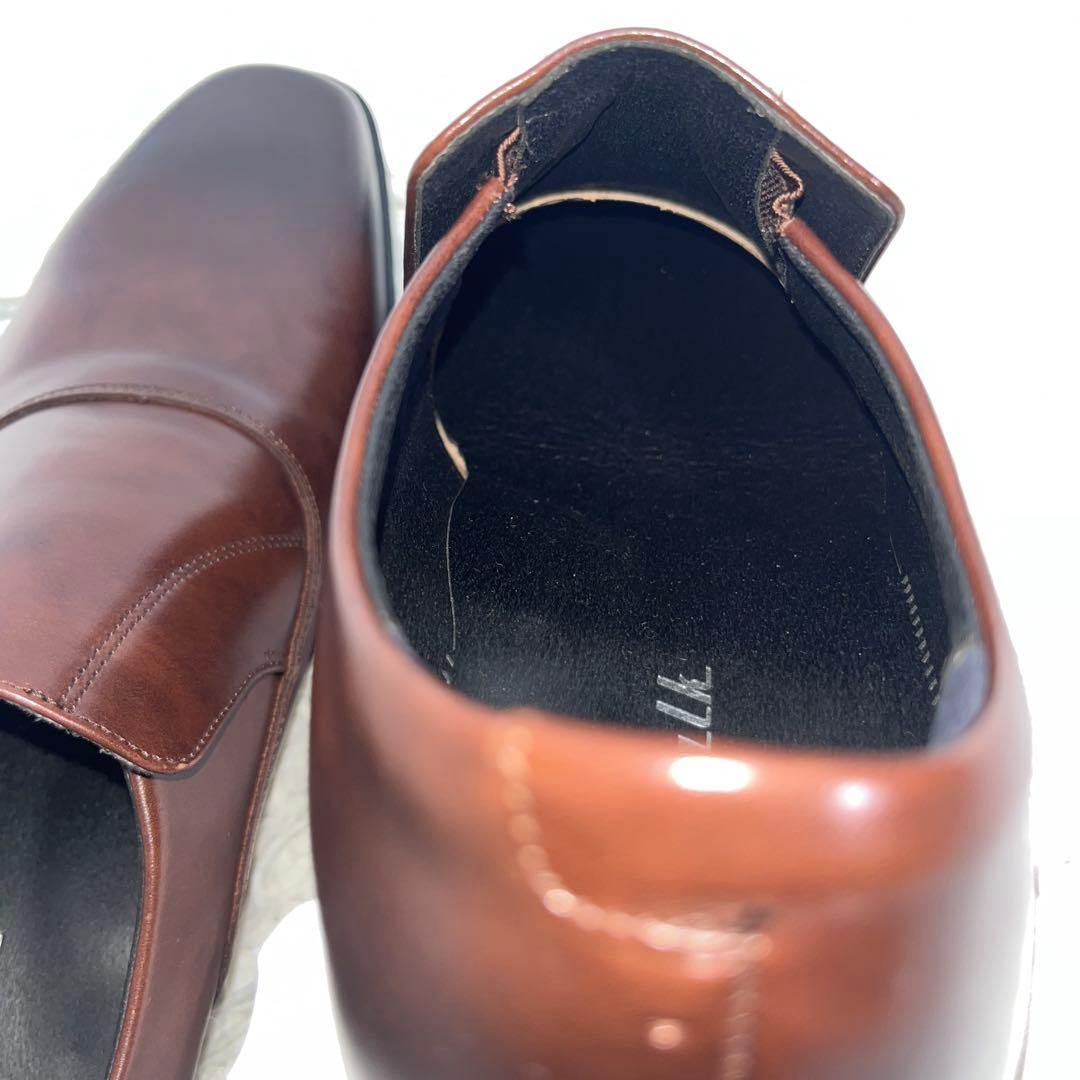 【未使用品】アシックス　ランウォーク　ブラウンレザー スリッポン 25cm