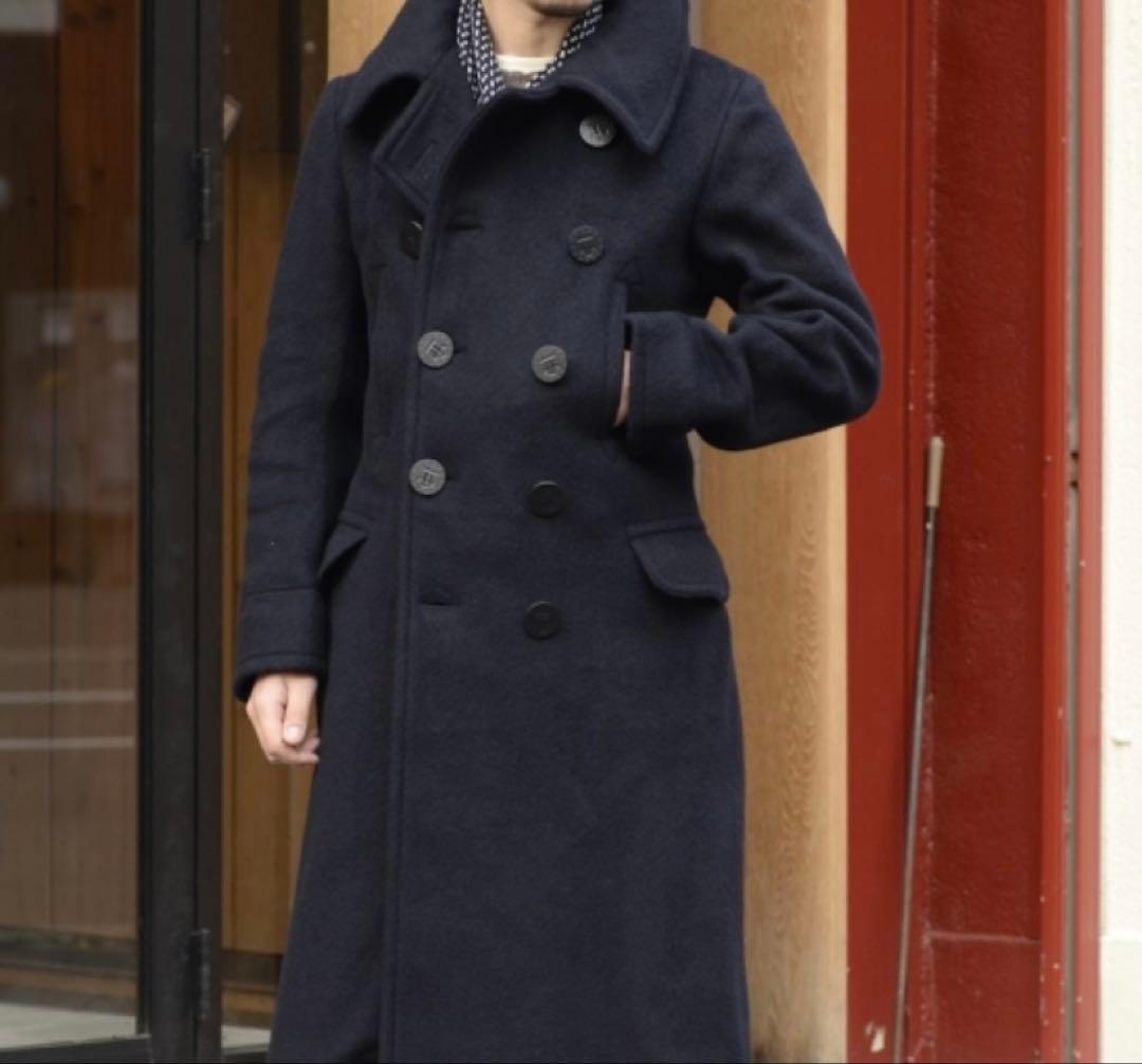 【美品】ANATOMICA ネイビー ウールピーコートロング