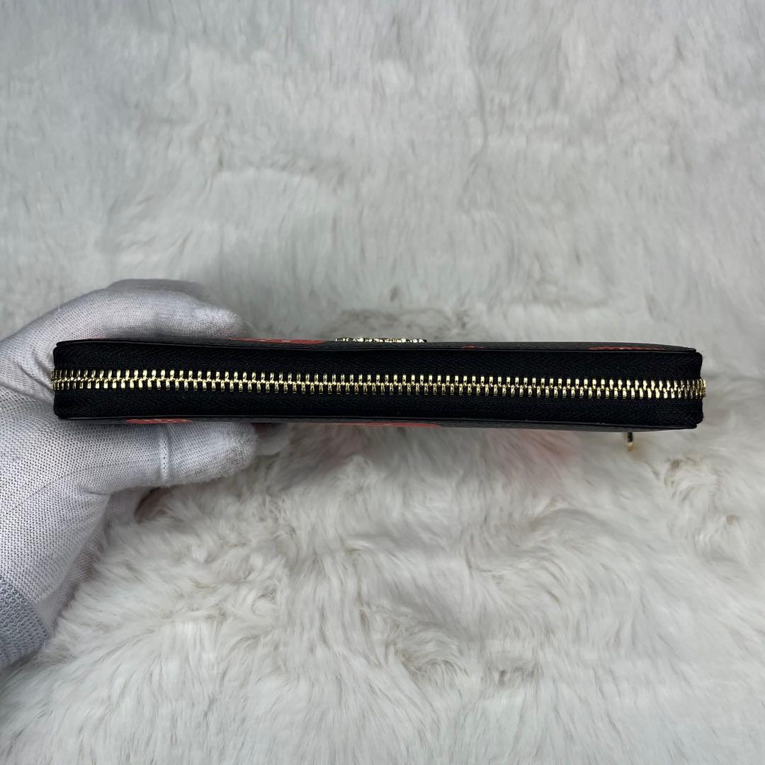 【新品未使用】COACH イチゴ柄長財布 黒 ゴールドファスナー