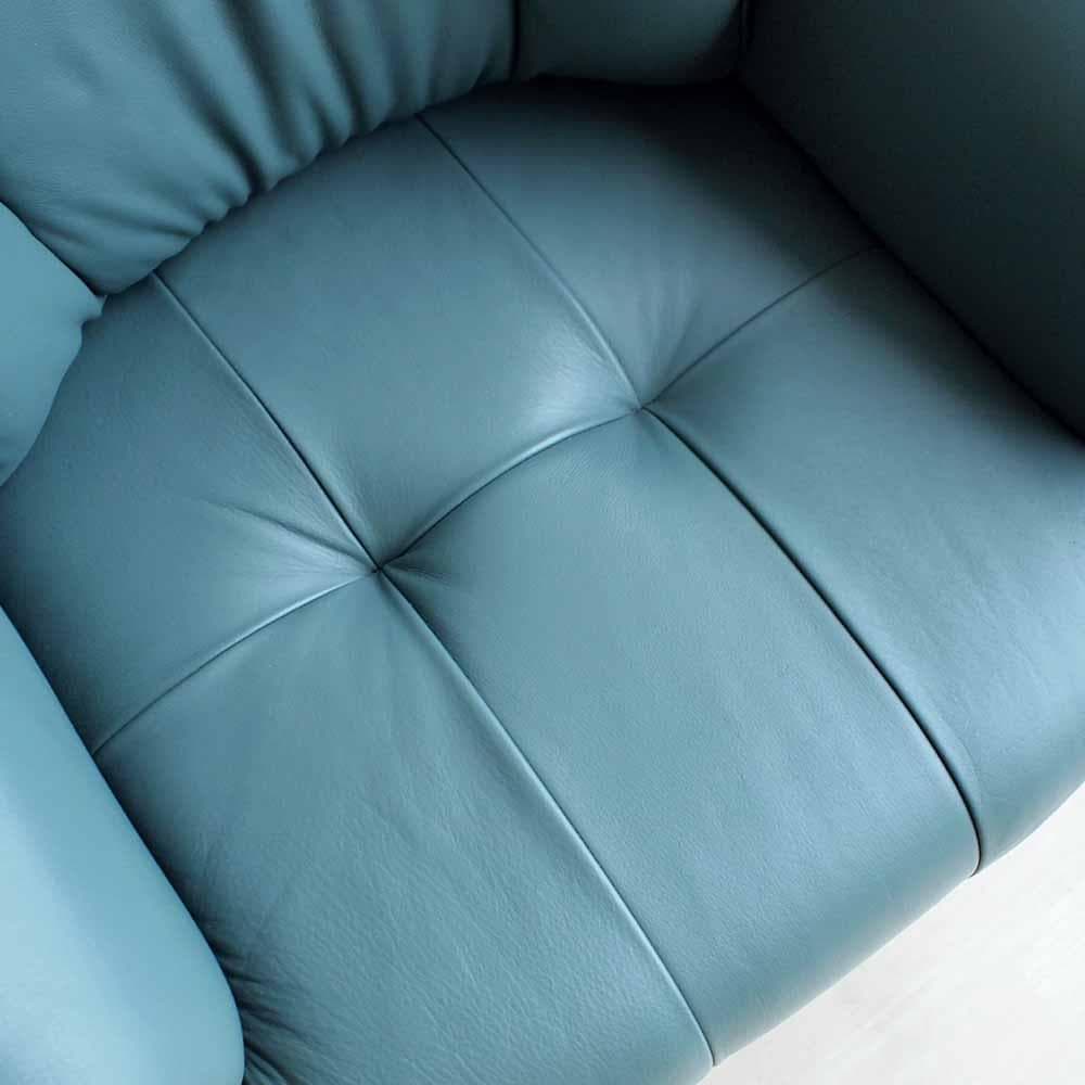 90's カリモク 本革 1人掛けソファ A 応接 ZR24324