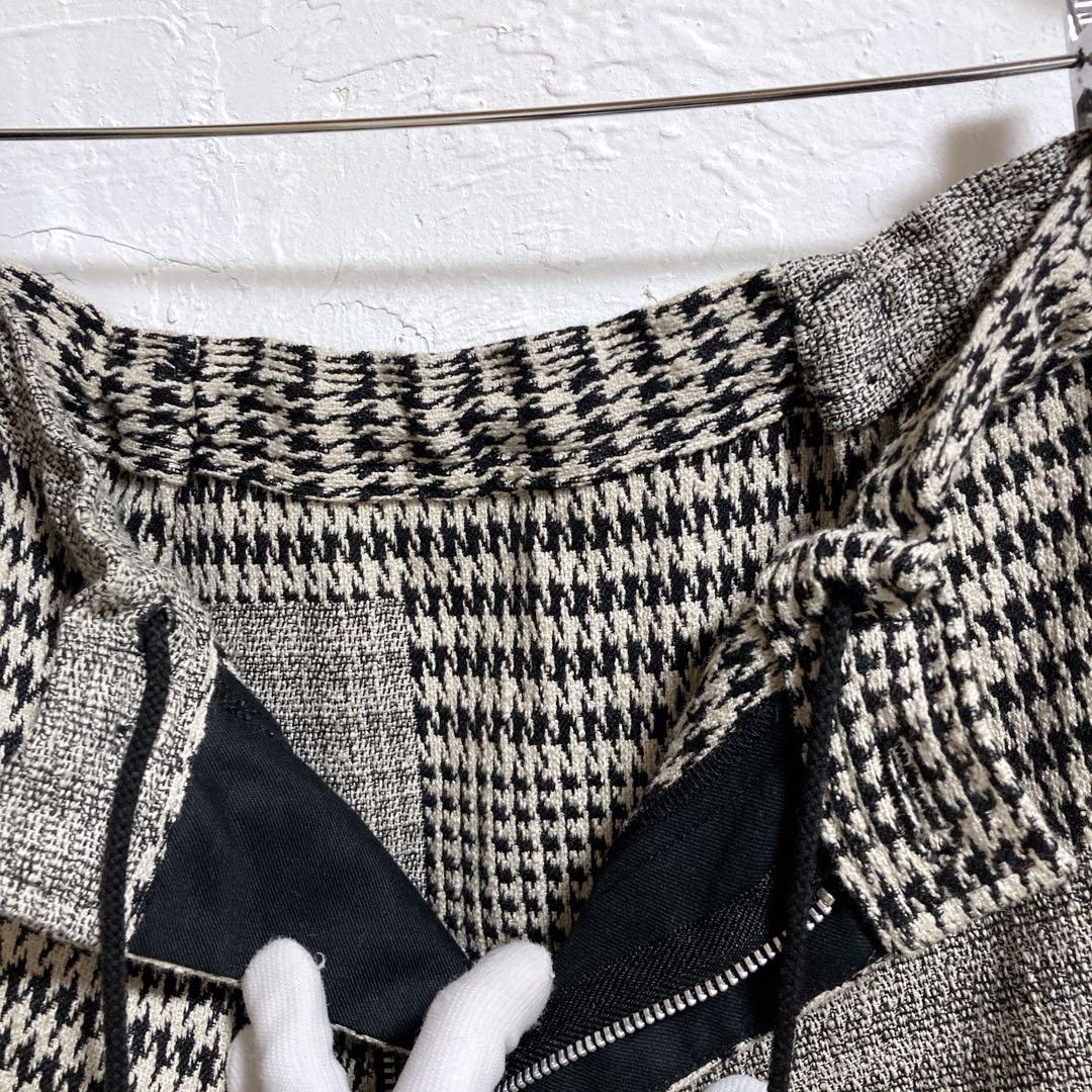 Y's　ワイズ　ヨウジヤマモト　サルエルパンツ　千鳥柄　ボタン　ワイド　M