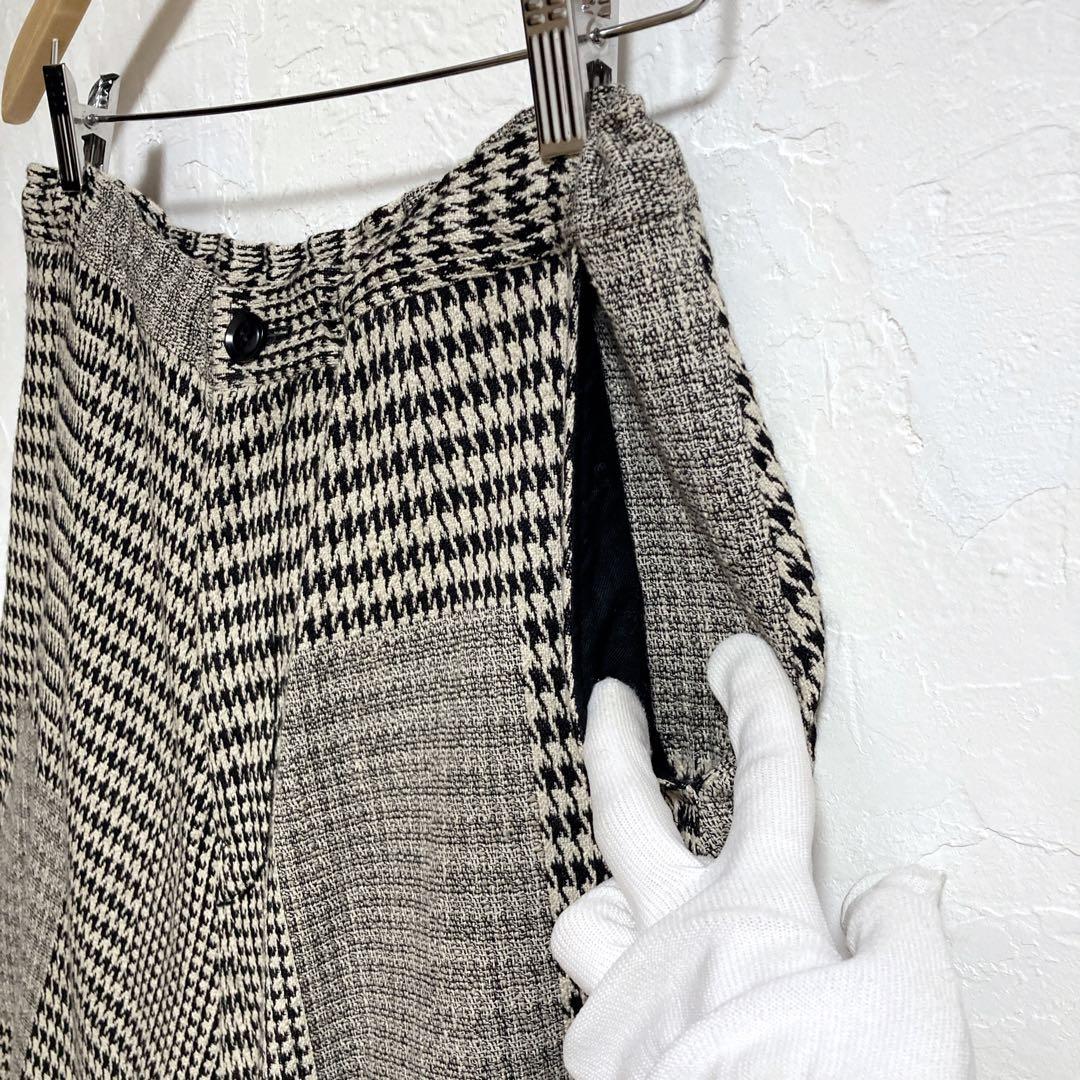 Y's　ワイズ　ヨウジヤマモト　サルエルパンツ　千鳥柄　ボタン　ワイド　M