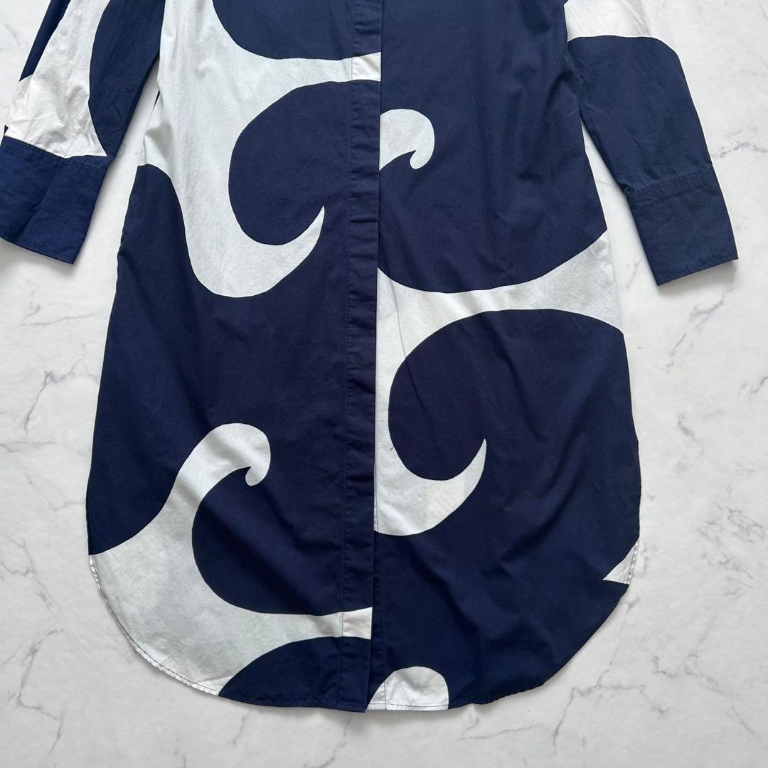 marimekko マリメッコ シャツワンピース　ロングシャツ　総柄