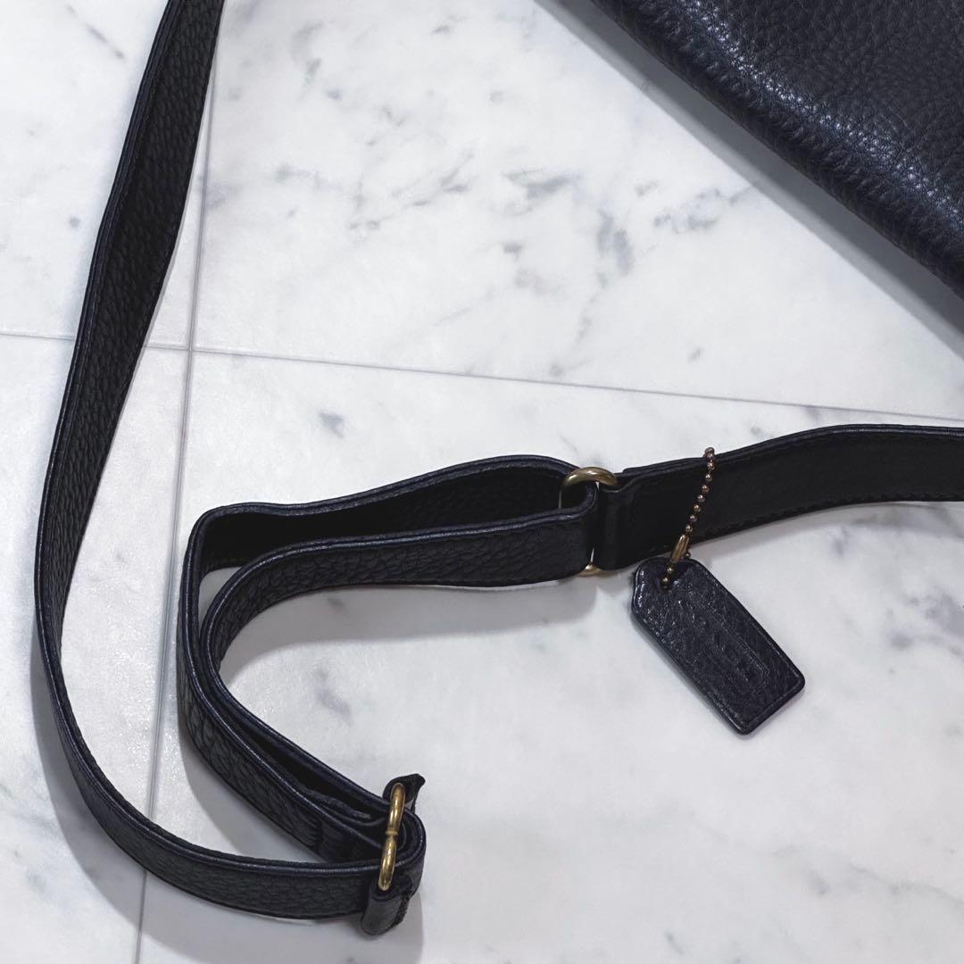 【良品】COACH コーチ ビンテージ ショルダーバッグ レザー ダークネイビー