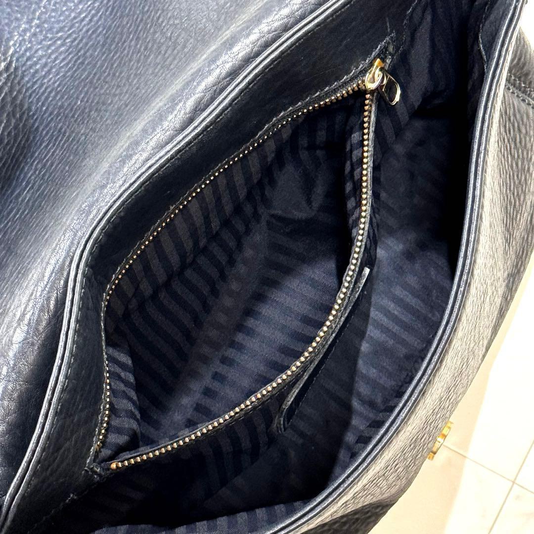 【良品】COACH コーチ ビンテージ ショルダーバッグ レザー ダークネイビー