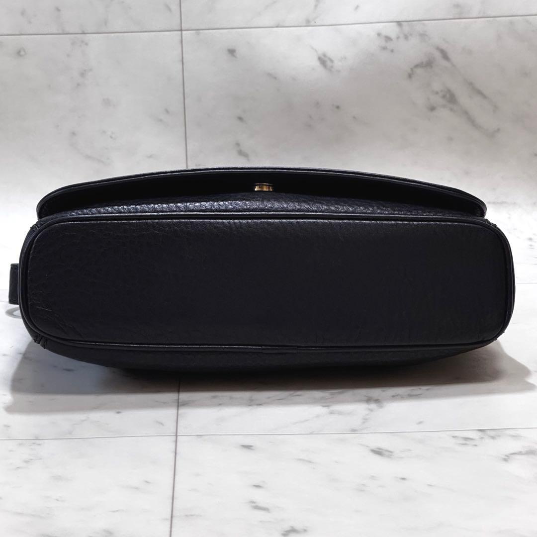 【良品】COACH コーチ ビンテージ ショルダーバッグ レザー ダークネイビー