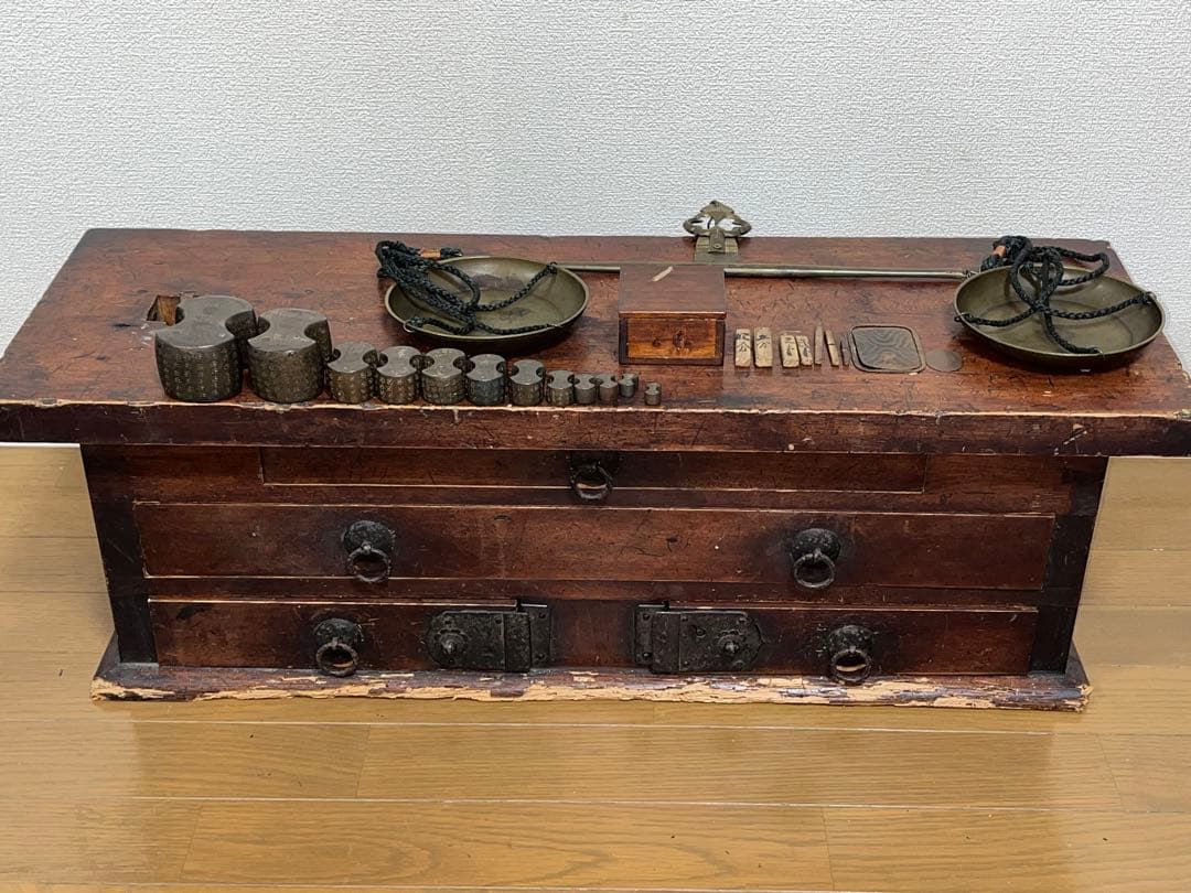 【江戸時代 骨董品★両替天秤 分銅 後藤家繭型分銅】 珍品