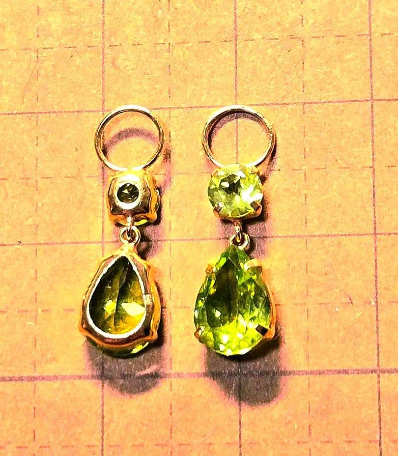 (最終‼️)K18YG⭐ペリドットダングルチャーム(ピアリング、ピアス両側)