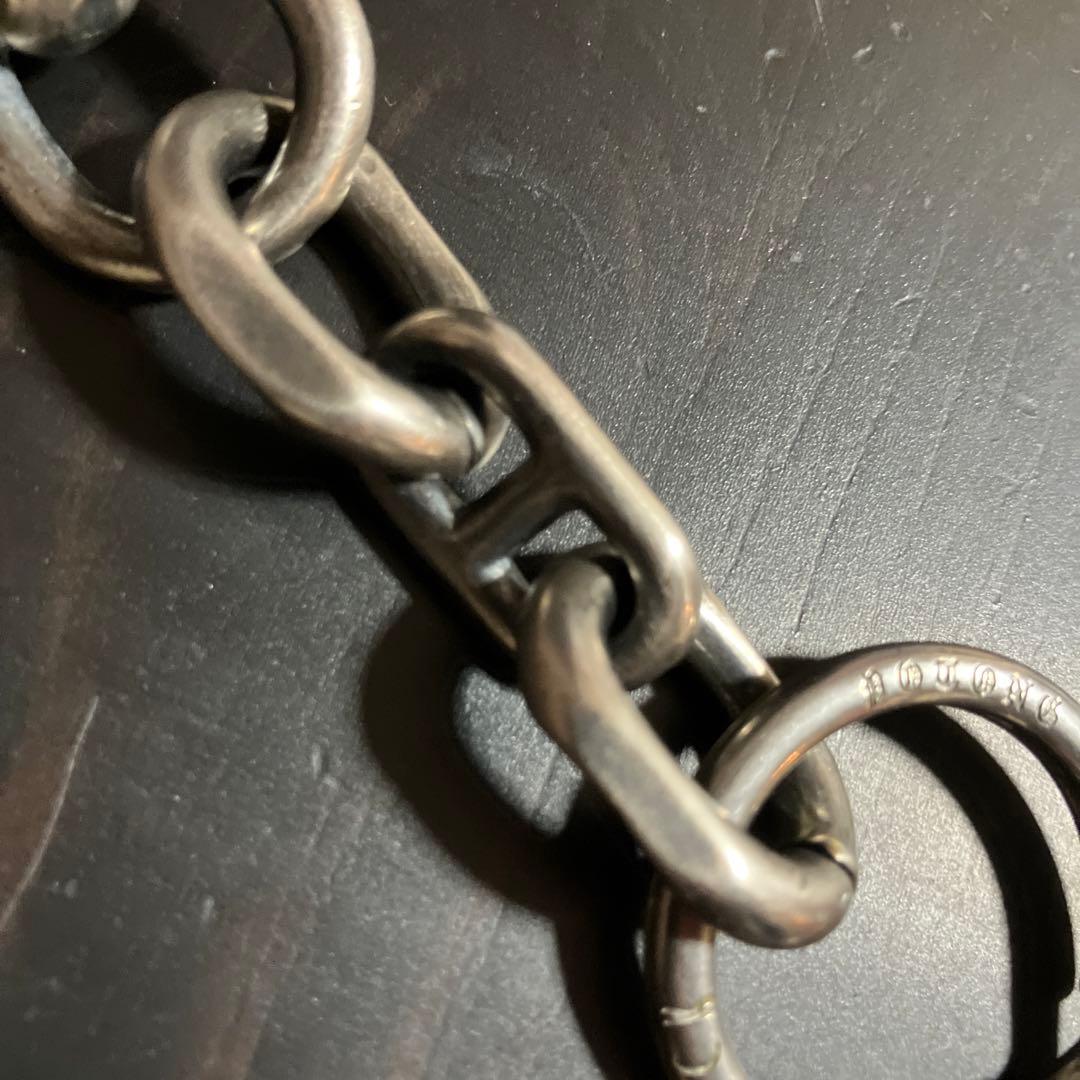 ブラス製　シルバーメッキキーチェーン　新品未使用！刻印入り二重リング付き