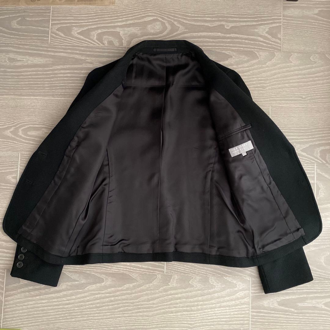 MARGARET HOWELL ブラック ヘリンボーン テーラードジャケット S