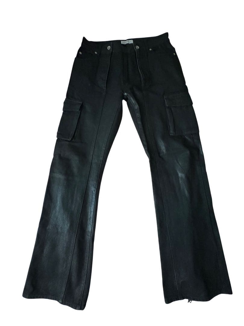 パンツ NO MASS PROD Flared denim cargo pants