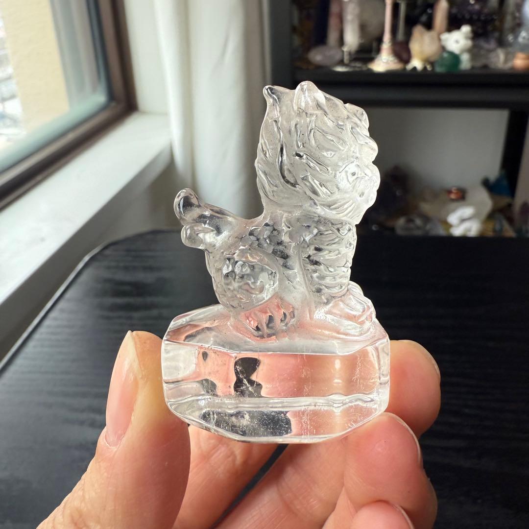 【❣️❣️❣️Aceth】天然石水晶の麒麟　置物　彫物NO.011904