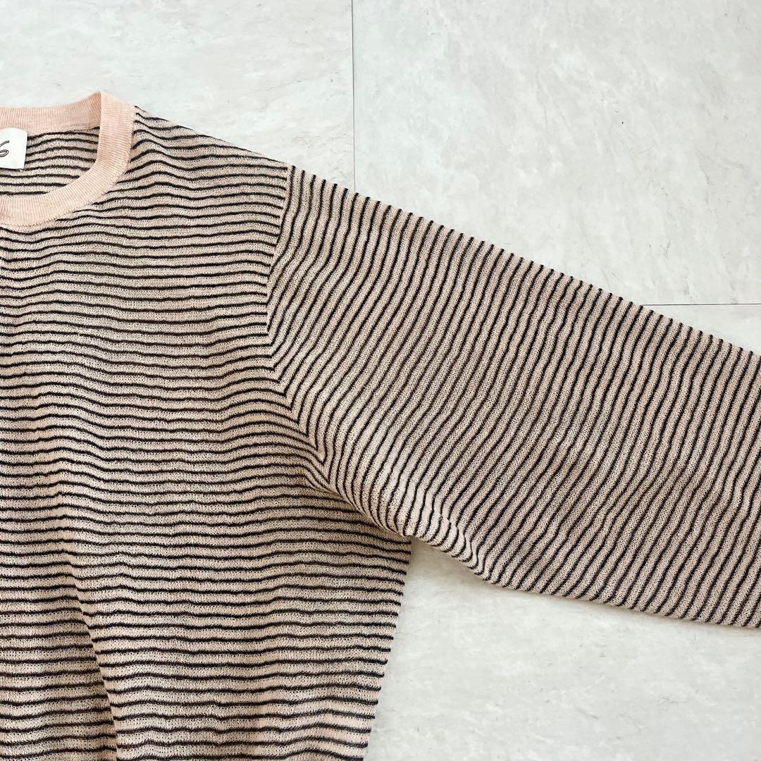 6(ROKU)シアー ボーダー カーディガン ピンク 洗える 羽織 2024