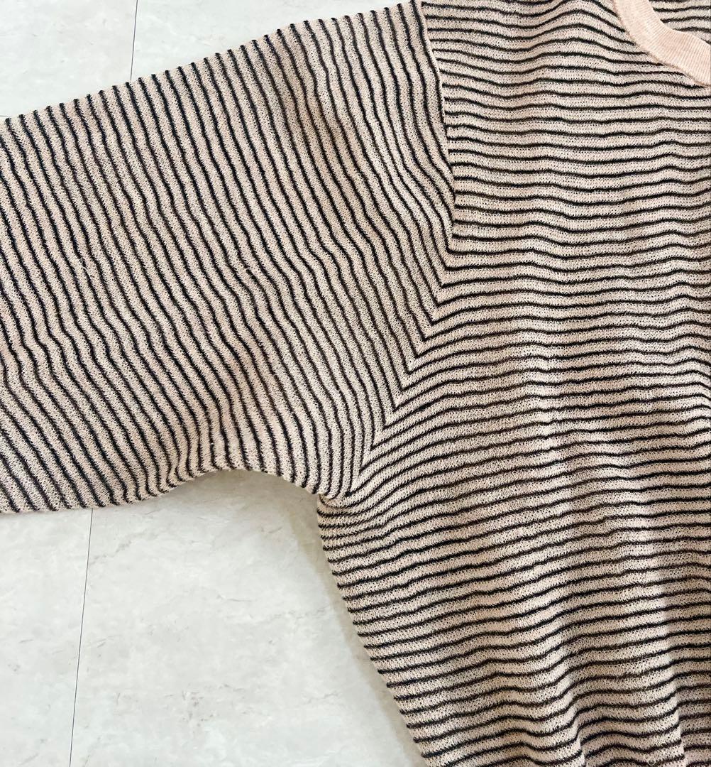 6(ROKU)シアー ボーダー カーディガン ピンク 洗える 羽織 2024