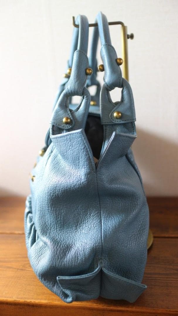 美品 TOFF&LOADSTONE 本革 バッグ スモーキーブルー