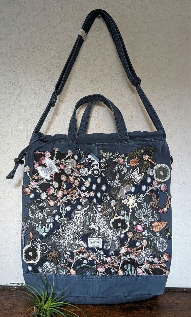 ガレ調《吉田カバンとWolf＆flower》藍染　古布　ミナ　pic　バック