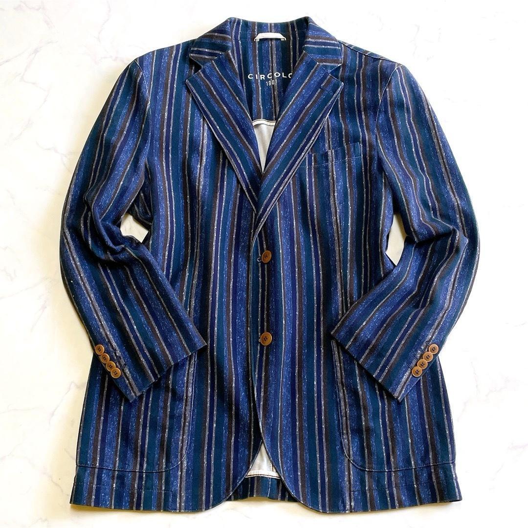 チルコロ1901 テーラードジャケット ストライプ ジャージー素材 50 XL