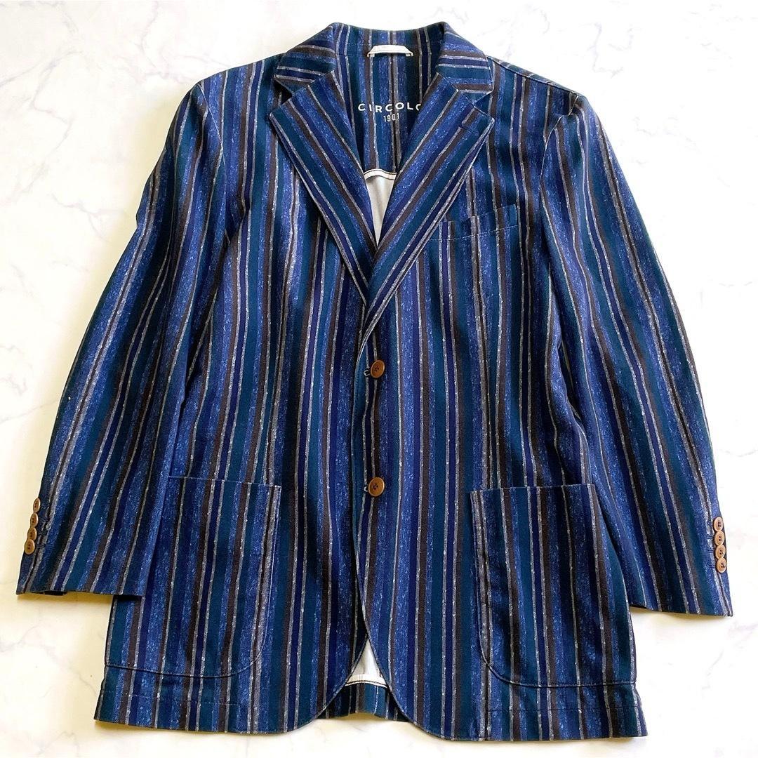 チルコロ1901 テーラードジャケット ストライプ ジャージー素材 50 XL