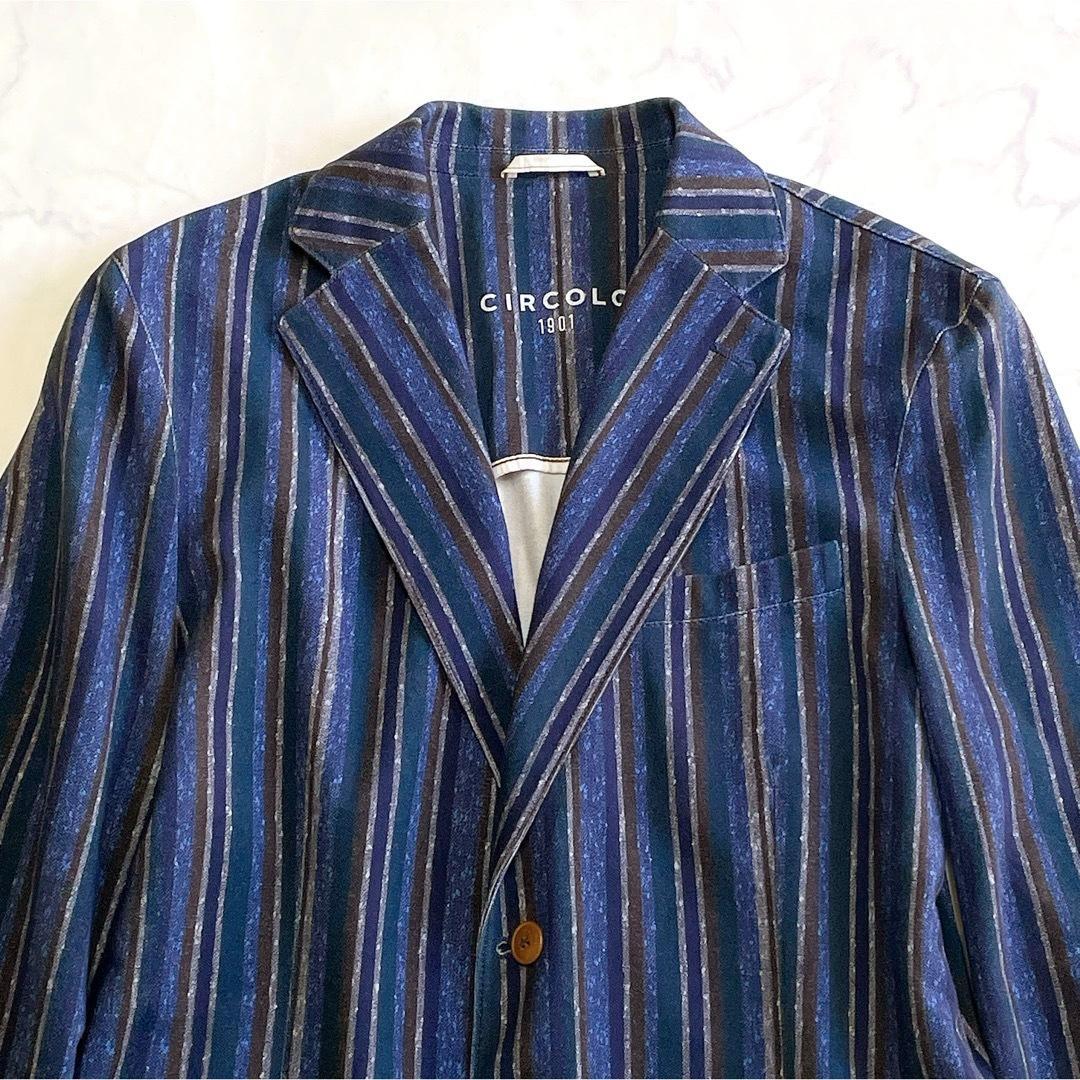 チルコロ1901 テーラードジャケット ストライプ ジャージー素材 50 XL