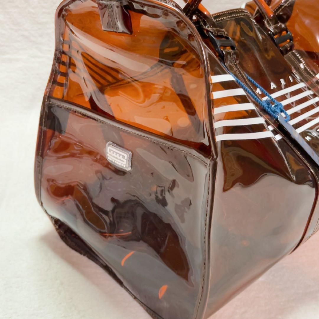 未使用　完売品　ムータ マリン クリアボストンバッグ　ブラウン　ファー　クラッチ