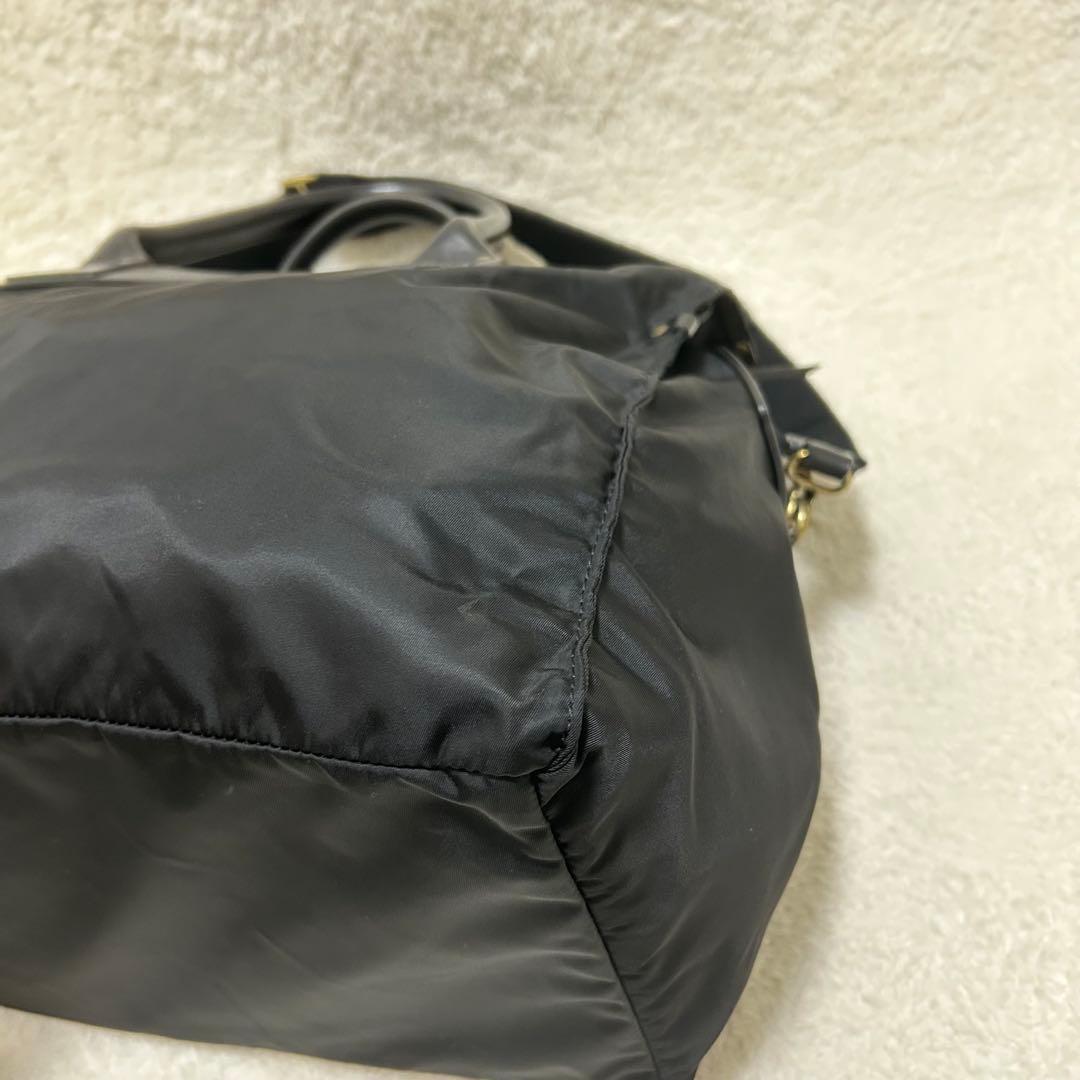 【美品】フェリージ 2way ボストンバッグ P4/6 ブラック 底板付き