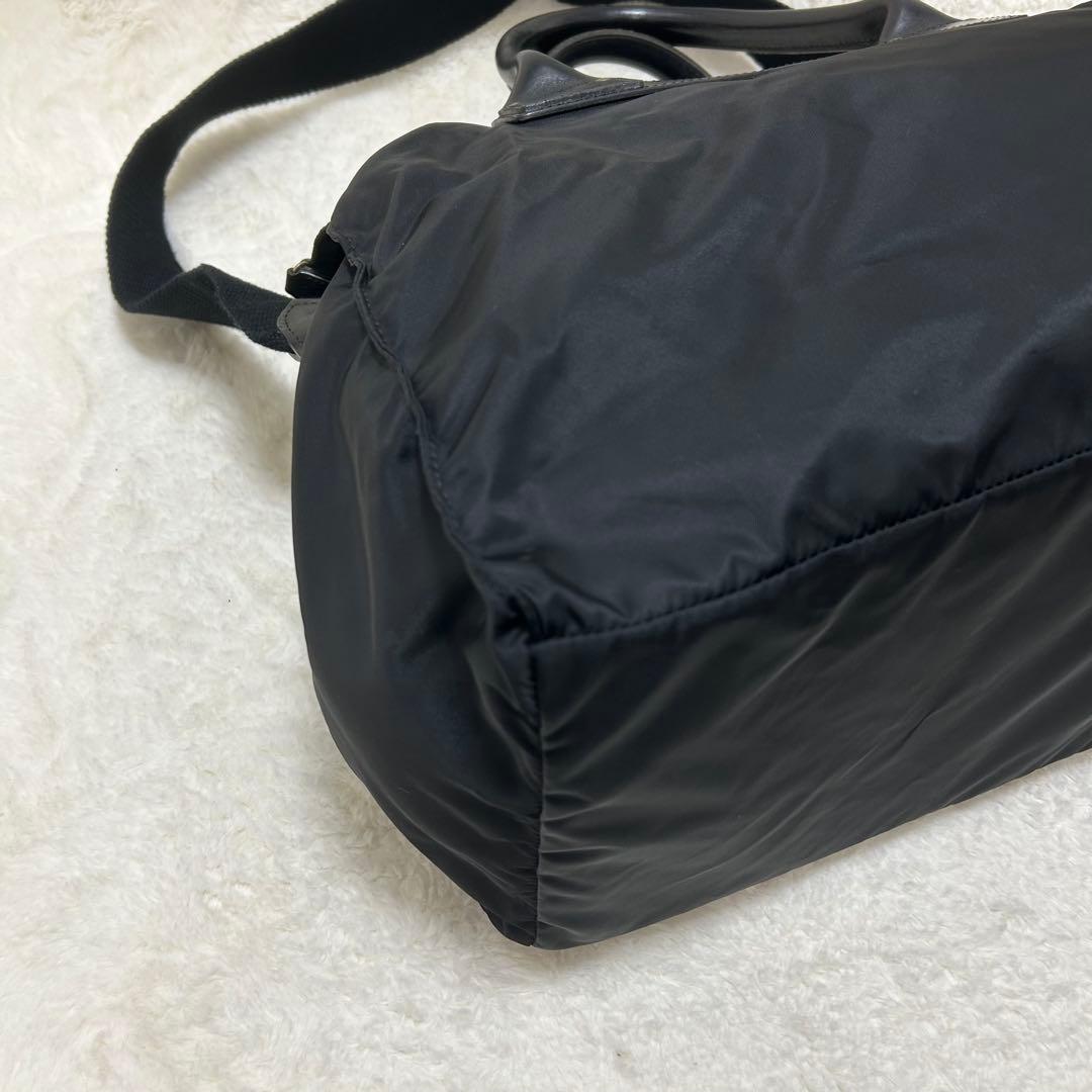 【美品】フェリージ 2way ボストンバッグ P4/6 ブラック 底板付き