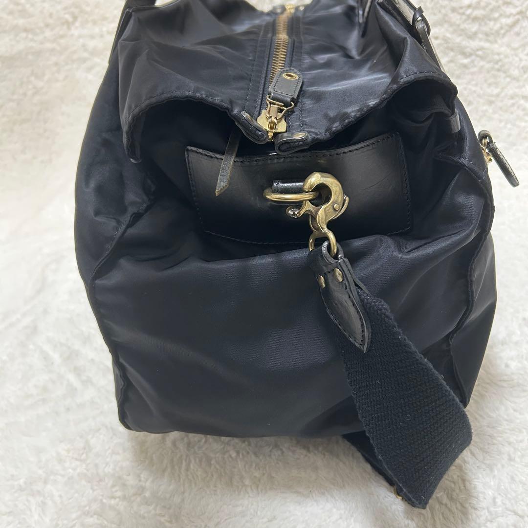 【美品】フェリージ 2way ボストンバッグ P4/6 ブラック 底板付き