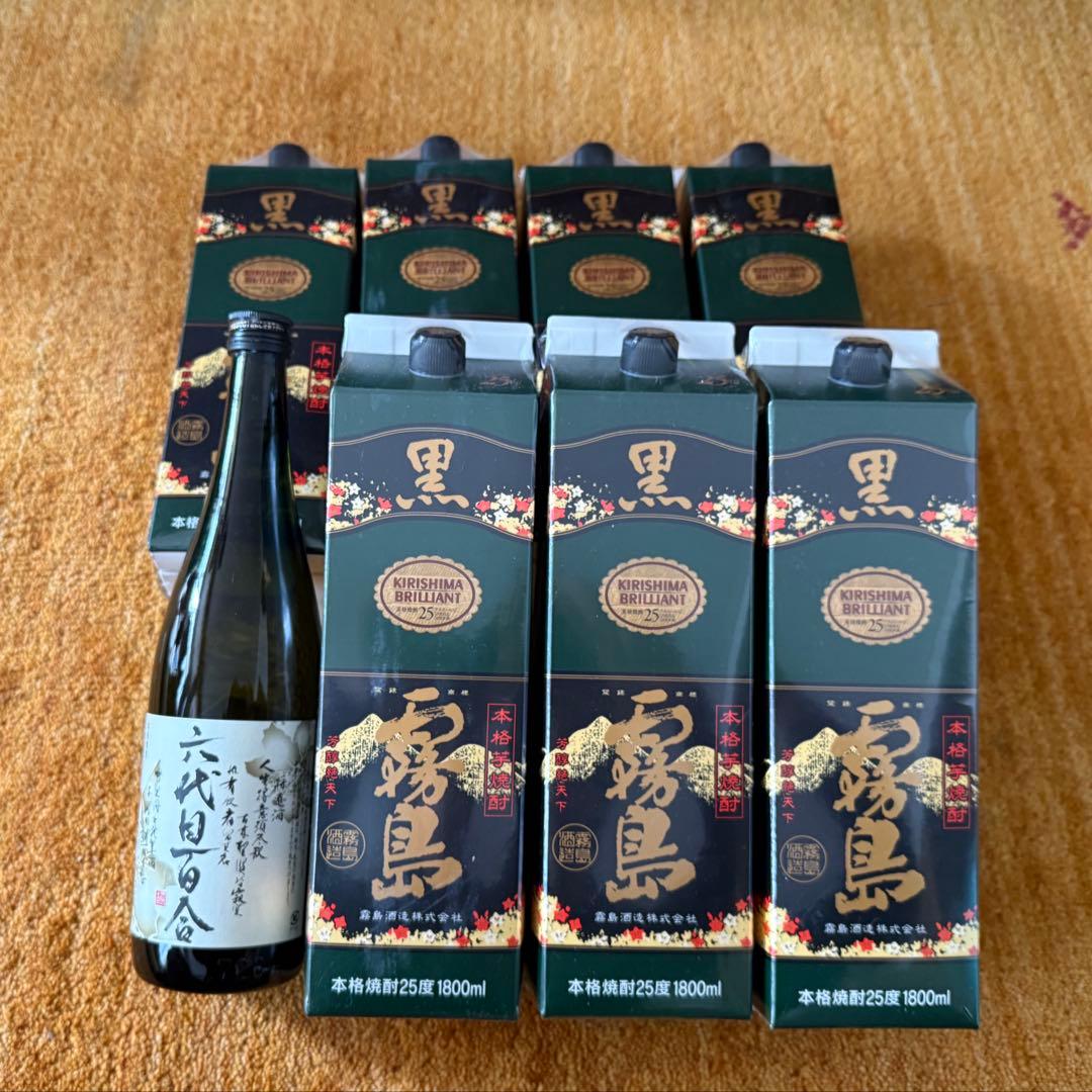 【未開封】黒霧島 パック 25度 芋焼酎 1800ml × 7本 1.8L＋1本