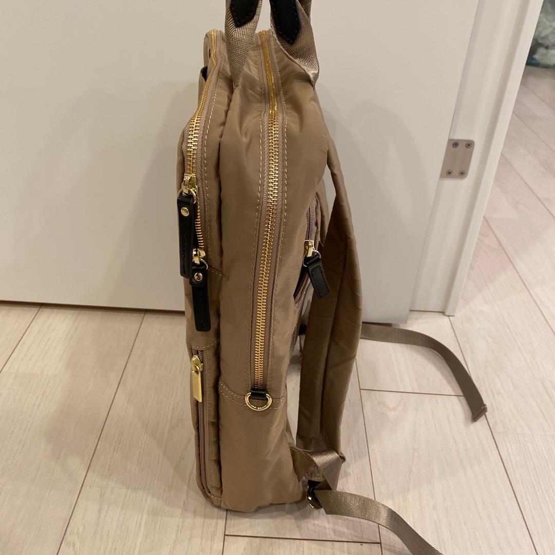 ace ベージュ ビジネスバッグ 2つのジッパー付き