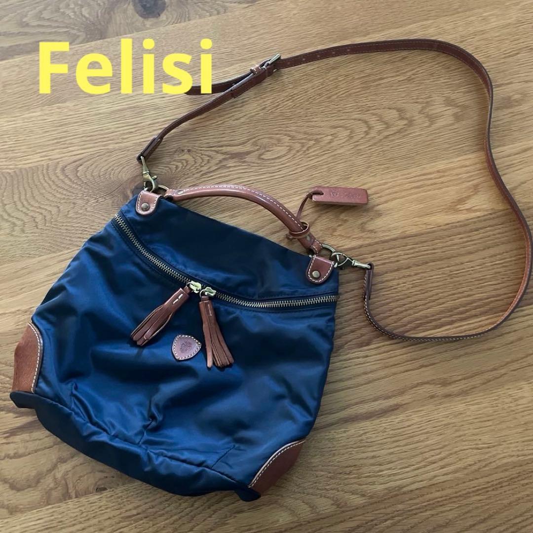 フェリージ　ショルダーバッグ　ハンドバッグ 15/37　15-37　ネイビー