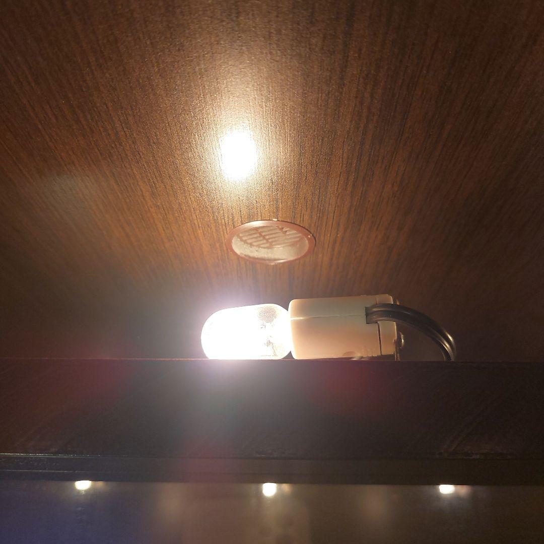 ダークブラウン ガラス棚 コレクションケース 照明・引き出し付　リビング収納