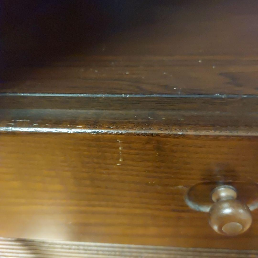 ダークブラウン ガラス棚 コレクションケース 照明・引き出し付　リビング収納