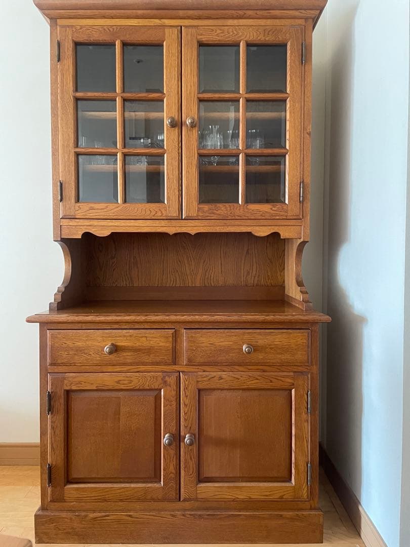 最終価格　《ナラ無垢材　食器棚　カップボード》 ヴィンテージ　最終発送9月17日
