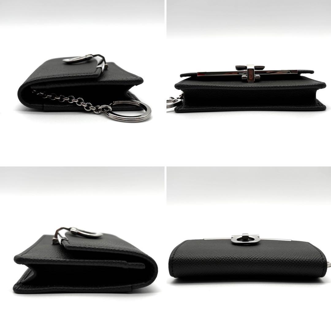 【未使用級】フェラガモ カードケース ガンチーニ グレー シルバー 名刺入れ