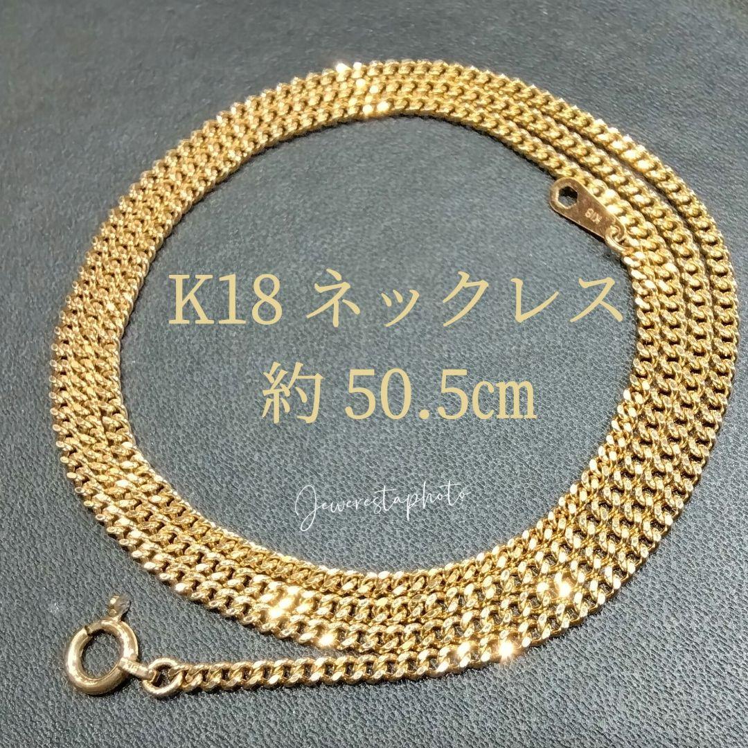 K18✨ゴールド✨2面喜平型✨シンプルチェーンネックレス✨約50.5㎝✨3㌘✨
