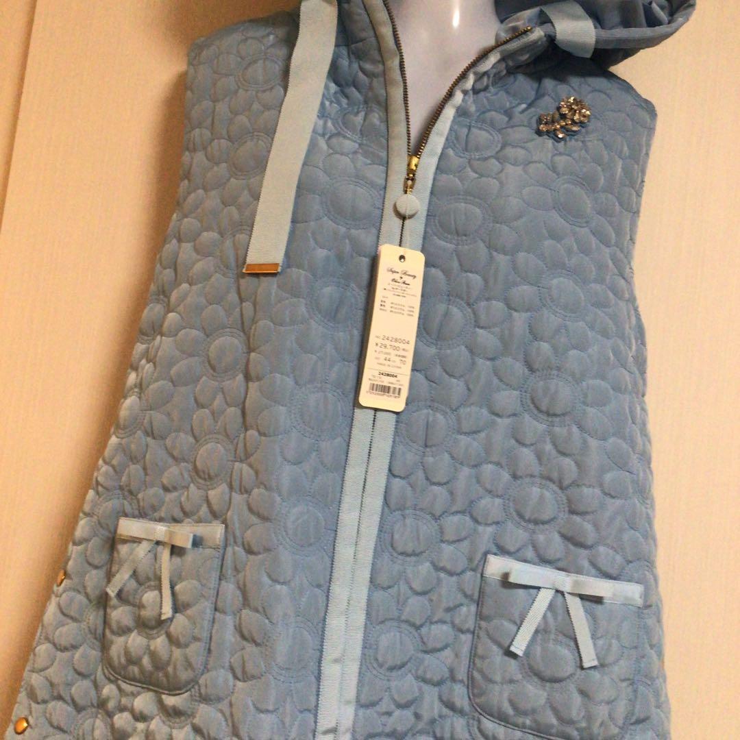 極美品❤️super beautyフラワーキルティングロングベスト　大きいサイズ