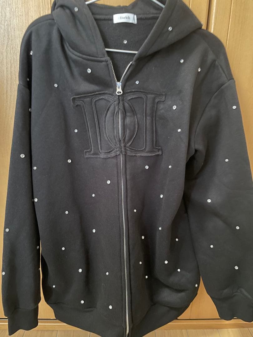 ダーリッチ　DDロゴビジュージップパーカー　ブラック