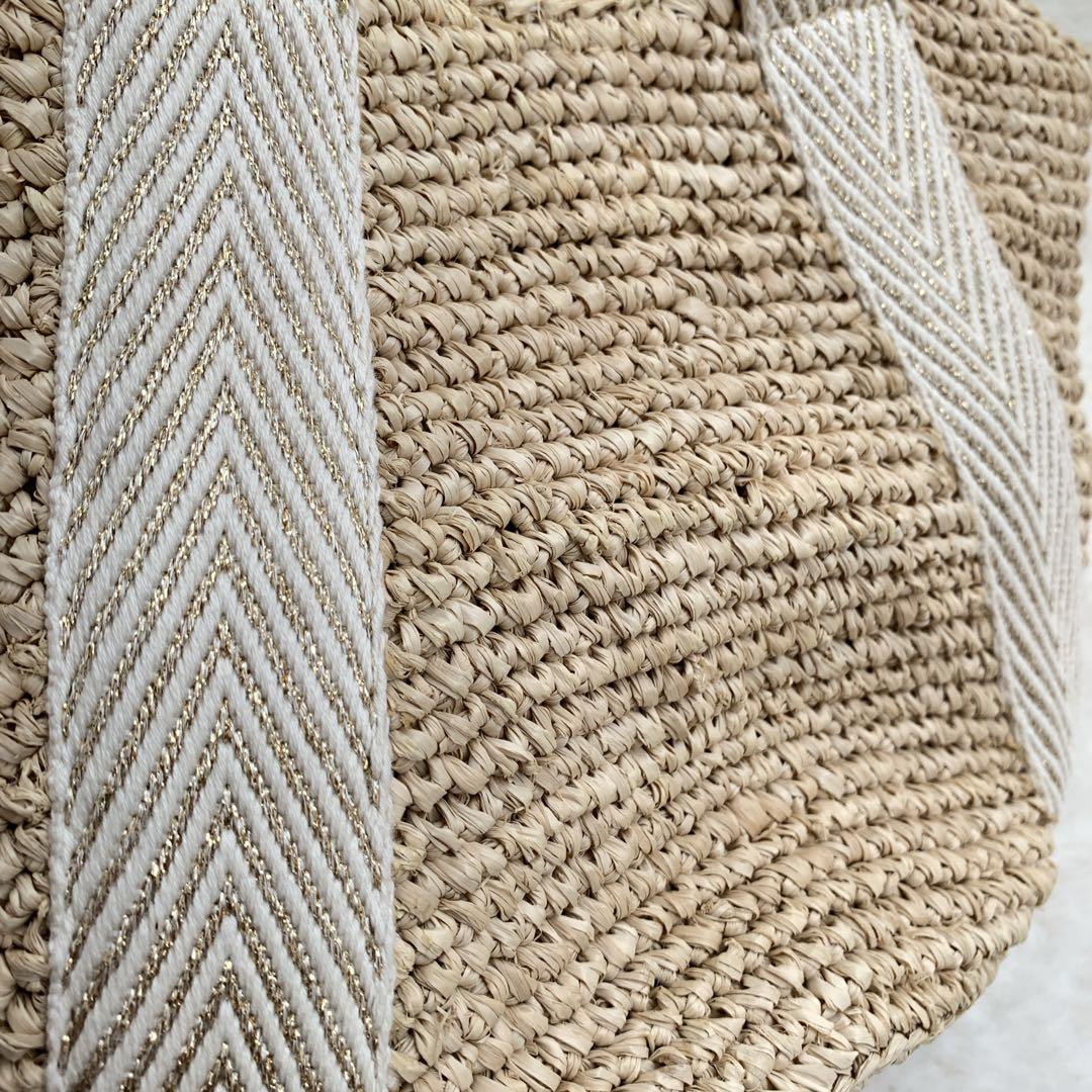 VIOLA d'ORO かごバッグ ラフィア 2way テープハンドル タッセル