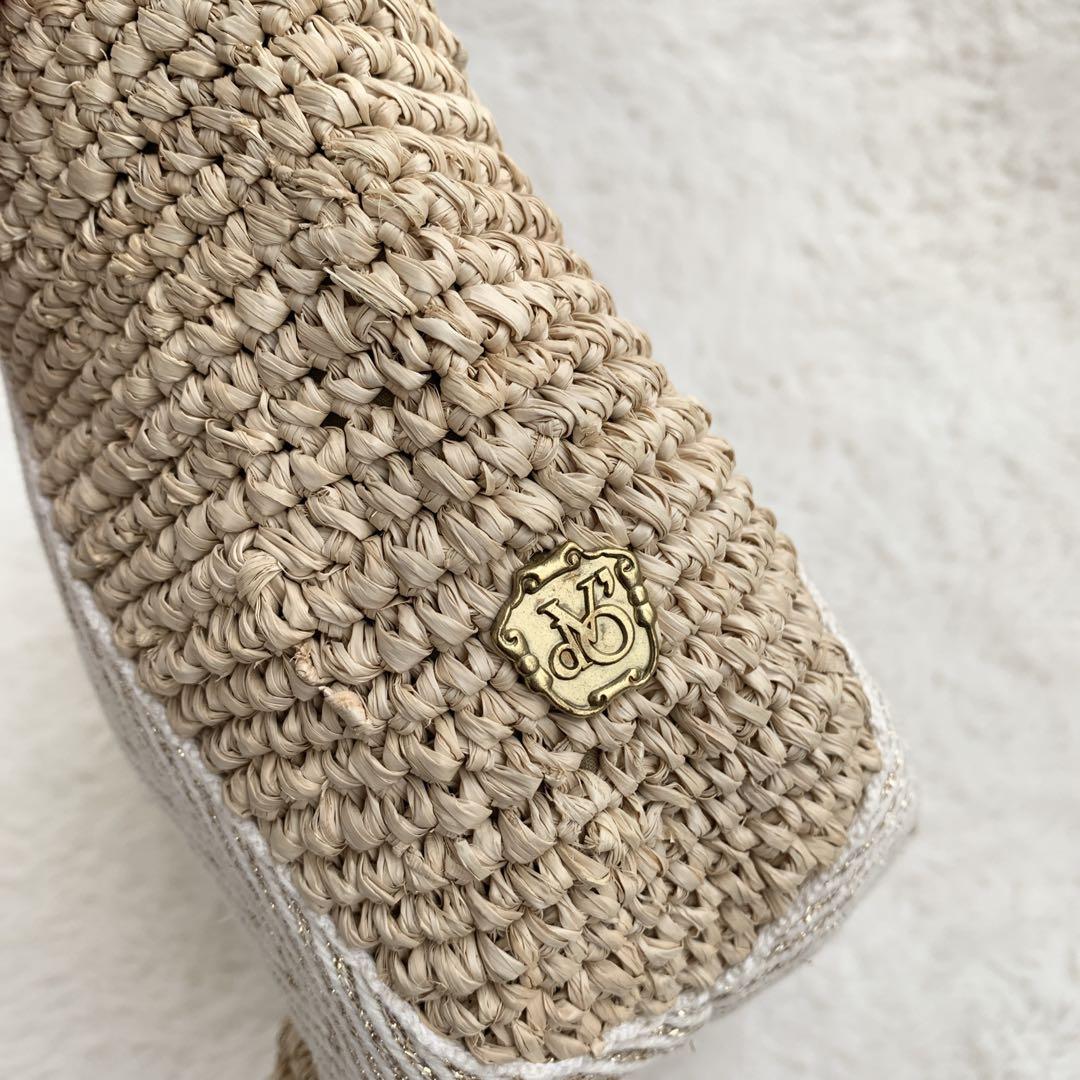 VIOLA d'ORO かごバッグ ラフィア 2way テープハンドル タッセル