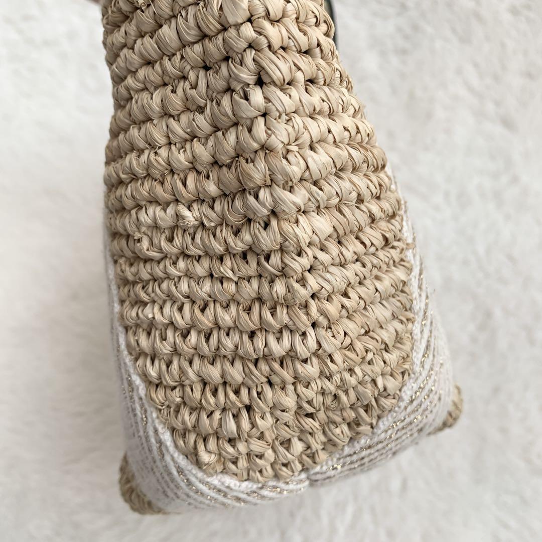 VIOLA d'ORO かごバッグ ラフィア 2way テープハンドル タッセル