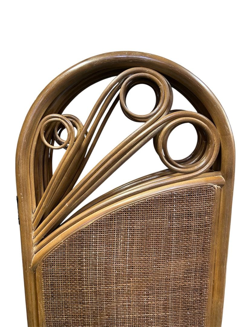 籐 ラタン 4連パーテーション 間仕切り 衝立 エスニック 昭和レトロ