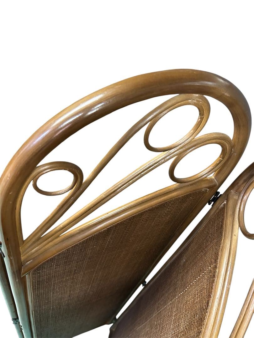 籐 ラタン 4連パーテーション 間仕切り 衝立 エスニック 昭和レトロ